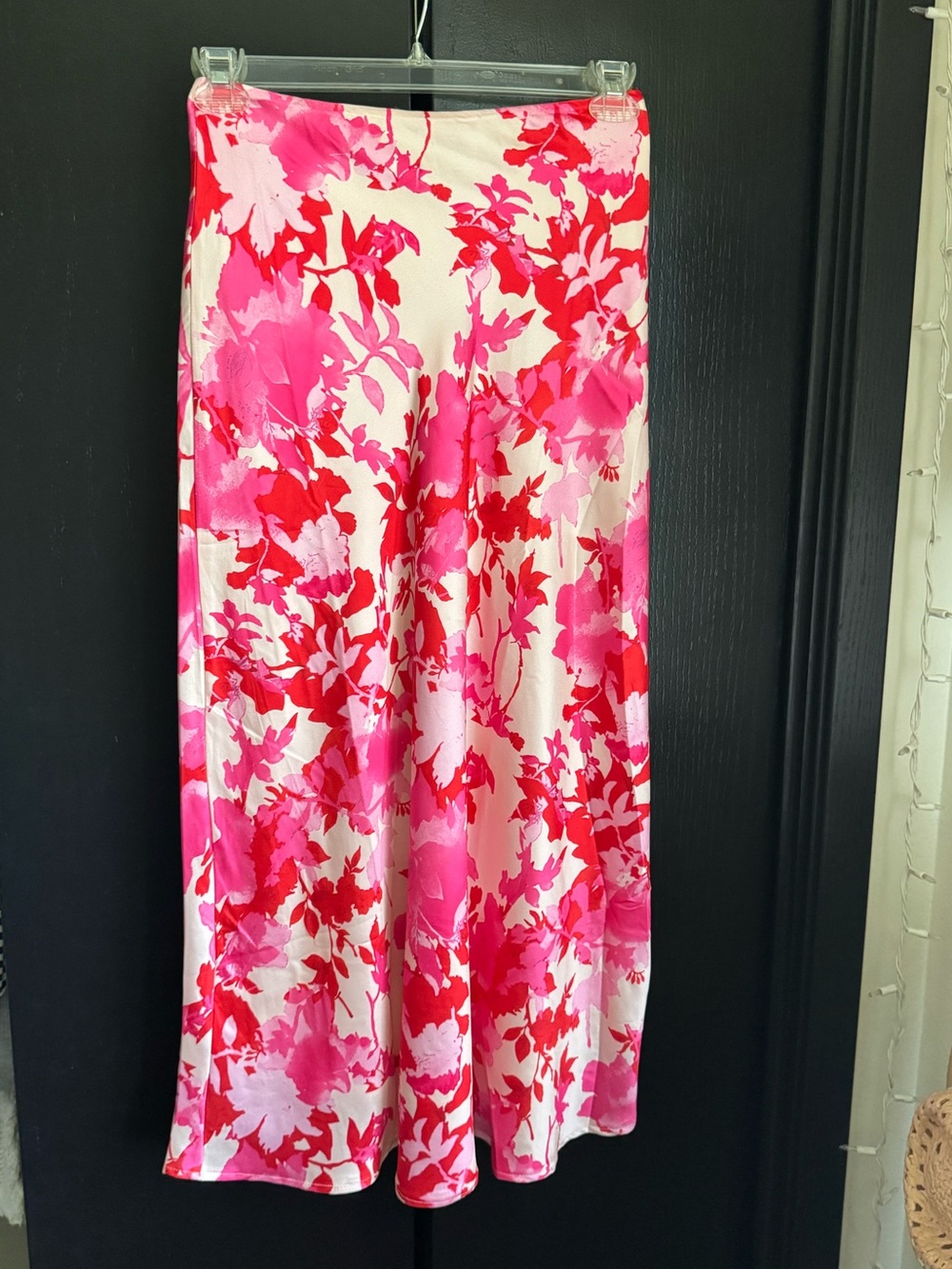 Hello Molly Pink and Red Floral Maxi Skirt